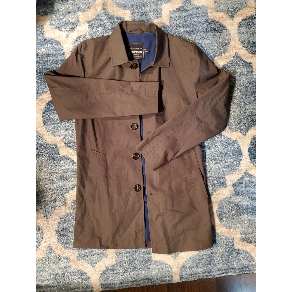 Topman Olive Car Coat/Trench Coat (XS)